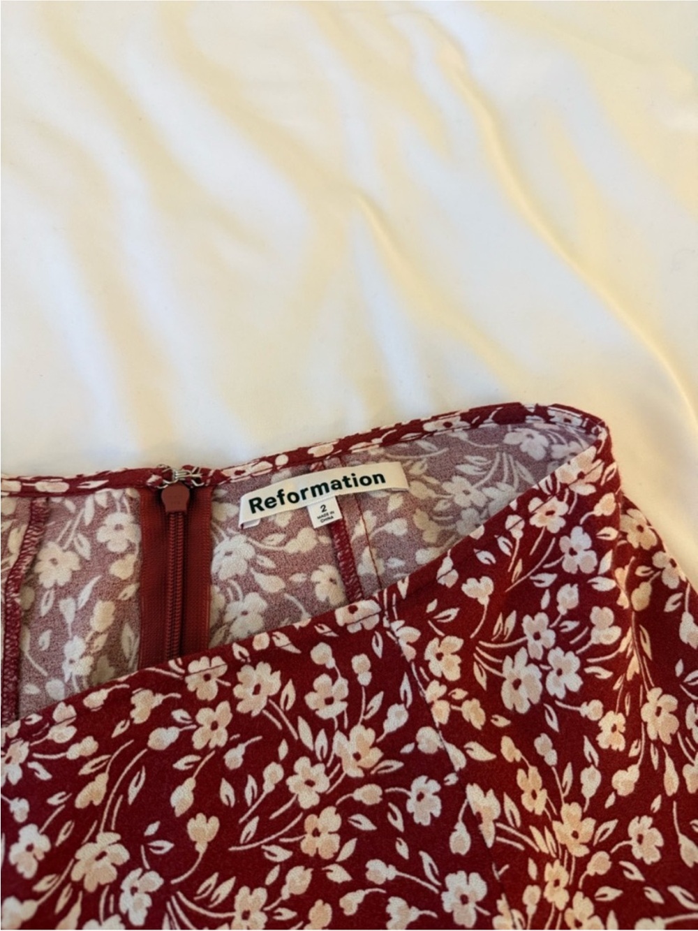 Reformation Burgundy Floral A-Line Midi Skirt - Picture 2 of 5